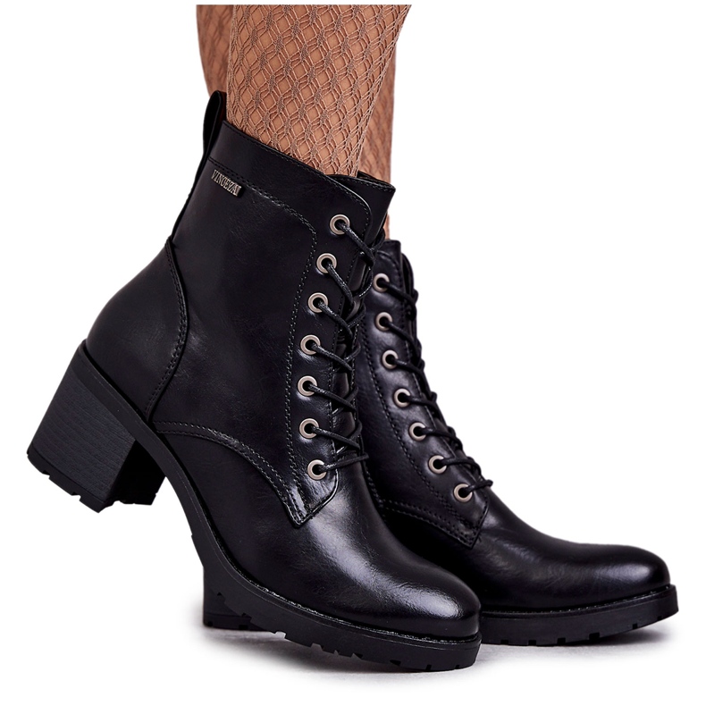 Vinceza Stivali da donna con tacco Warm Black Dunaff nero