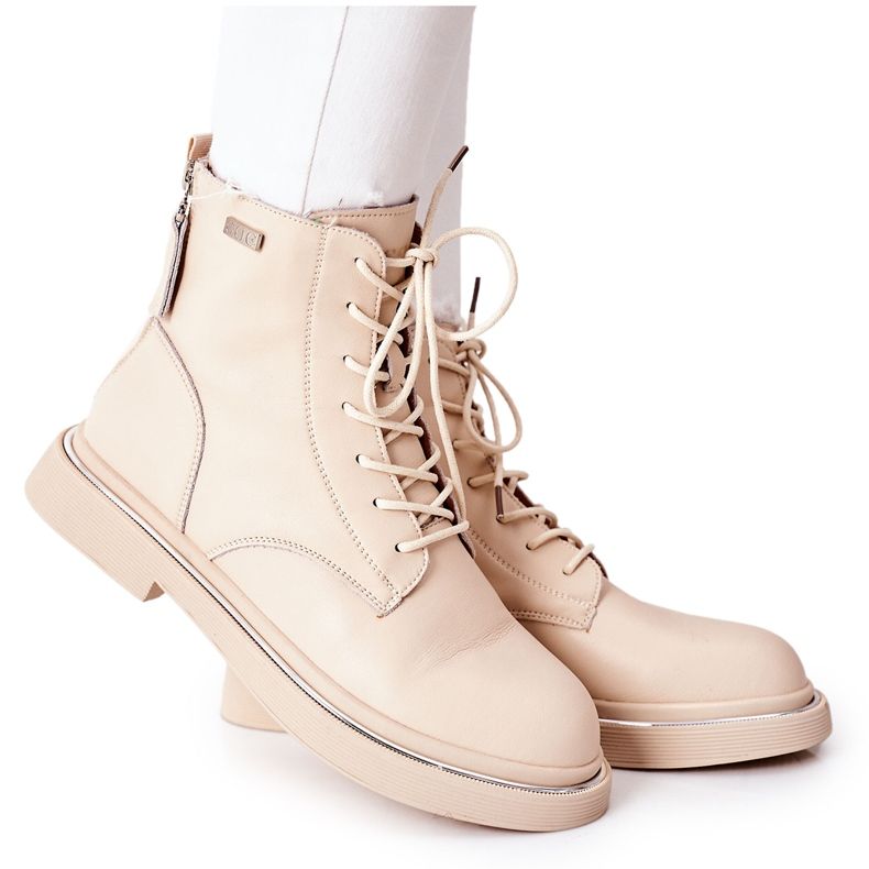 Stivali da donna in pelle GOE II2N4015 Beige