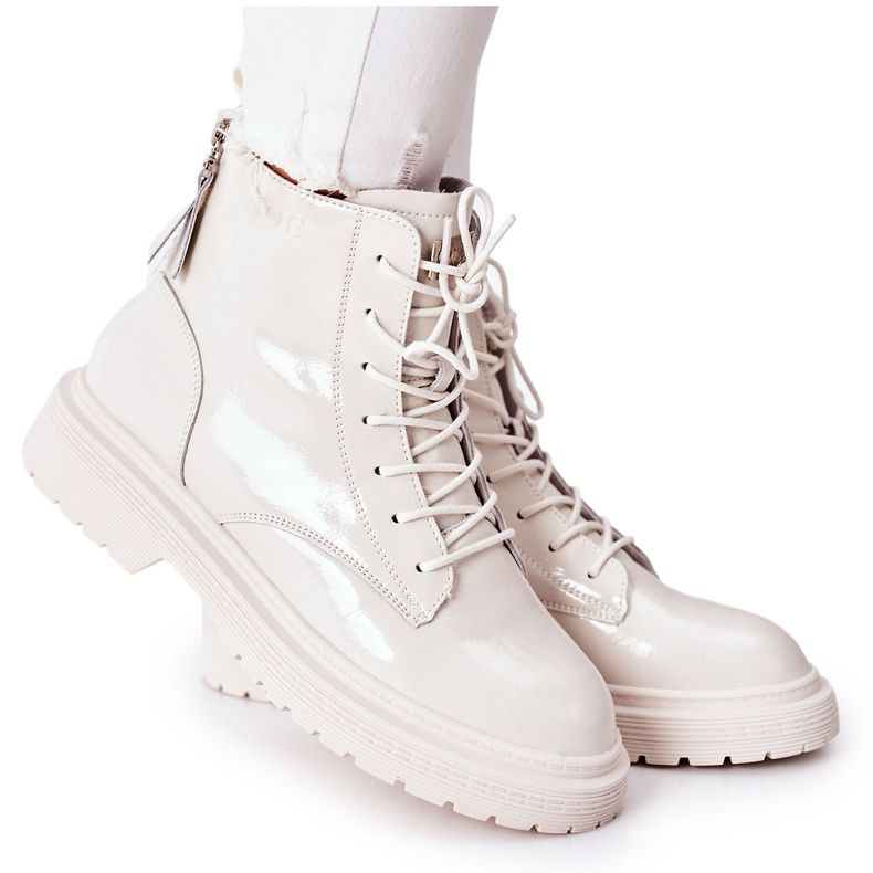 Stivali da donna in pelle GOE II2N4013 Bianco bianca