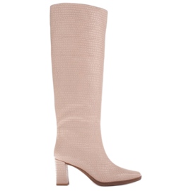 Marco Shoes Stivali con tacco alto e tomaia regolare beige