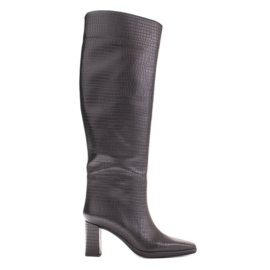 Marco Shoes Stivali con tacco alto e tomaia regolare nero