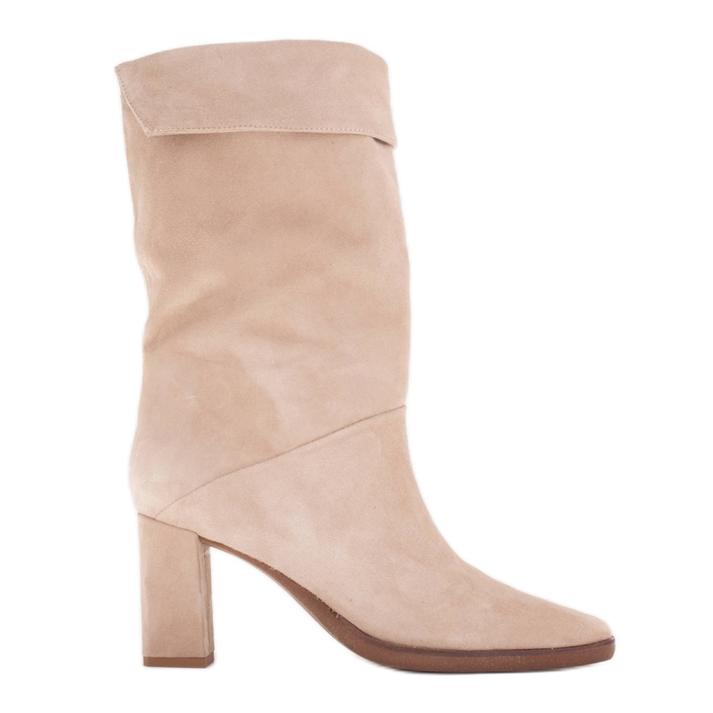 Marco Shoes Stivaletti con tacco alto e colletto risvoltato beige