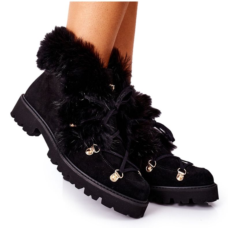 Stivali da donna in pelle velour Nicole Black 2680/028 nero