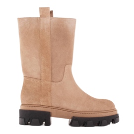 Marco Shoes Stivali trapper in pelle scamosciata beige