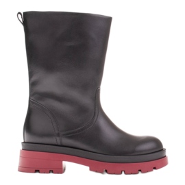 Marco Shoes Stivali pieno fiore su un trapper nero