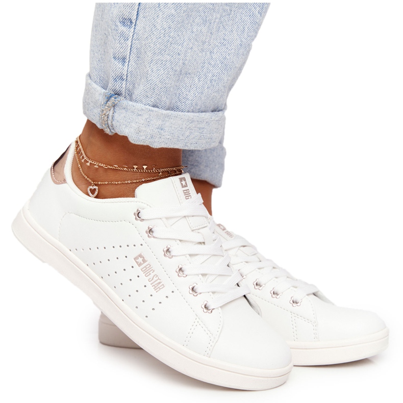 Sneakers da Donna in Pelle Big Star DD274583 Bianco-Rame bianca