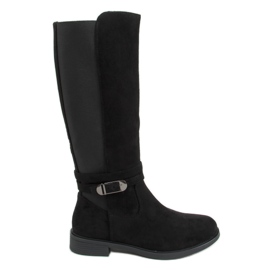 Stivali da equitazione con tomaia flessibile nera G-349 Black nero