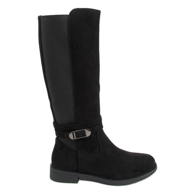 Stivali da equitazione con tomaia flessibile nera G-349 Black nero