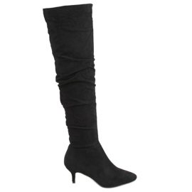 Stivali neri con tacco basso 7004 Black nero