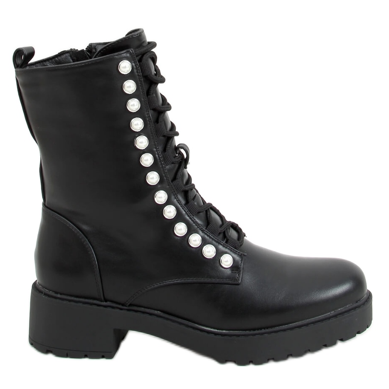 Stivali militari con perle nere R528 Black nero