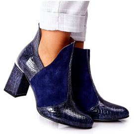 PA2 Stivali da donna in pelle con tacco blu navy I Wish