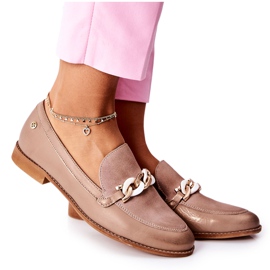Scarpe brogue da donna Maciejka Mocassini laccati Beige 4099B-04 / 00-1