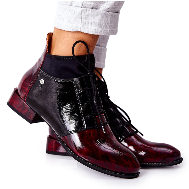 Stivali in pelle Maciejka 04744-29 Marmi marmorizzati nero rosso