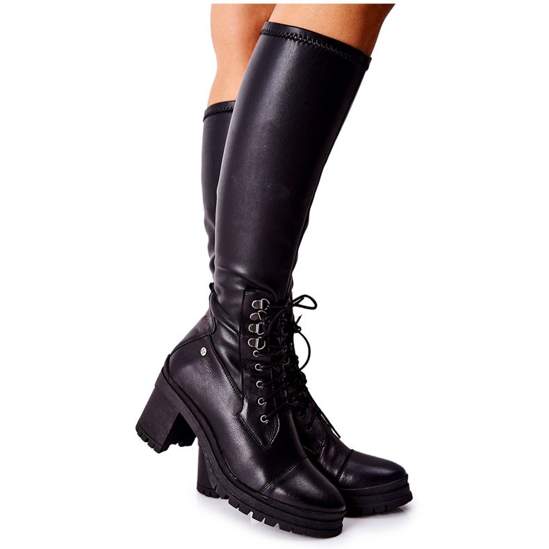 Stivali da donna allacciati Maciejka Neri 04782-01 nero
