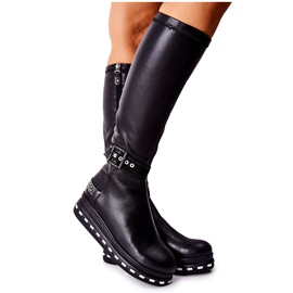 Stivali Maciejka in pelle sulla piattaforma Nero 05293-01