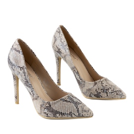 Tacchi alti beige con motivo a pelle di serpente di Grace grigio