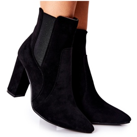 PG1 Stivali da donna in pelle scamosciata con tacco neri Kastren nero