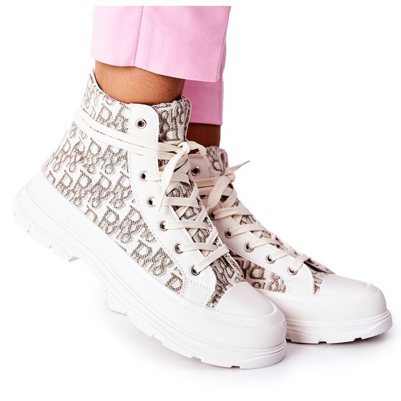 FB3 Sneakers alte da donna con stampa Only You bianca