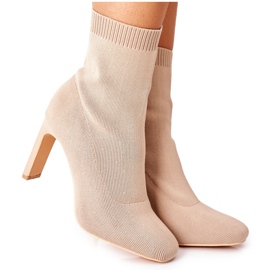 Stivali slip-on da donna con calzino color kaki Tonight beige