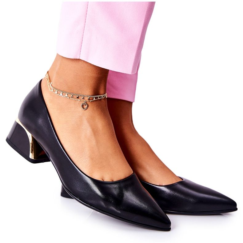 S.Barski Décolleté Eleganti in Pelle Nero Samira