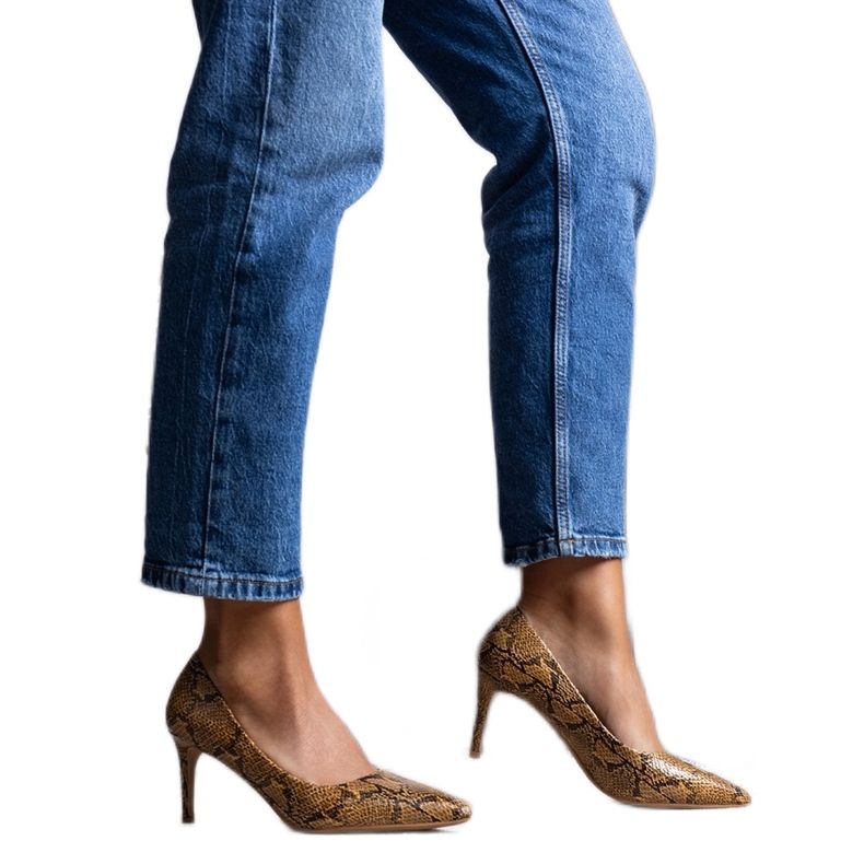 Décolleté cammello con motivo a pelle di serpente Nickle marrone