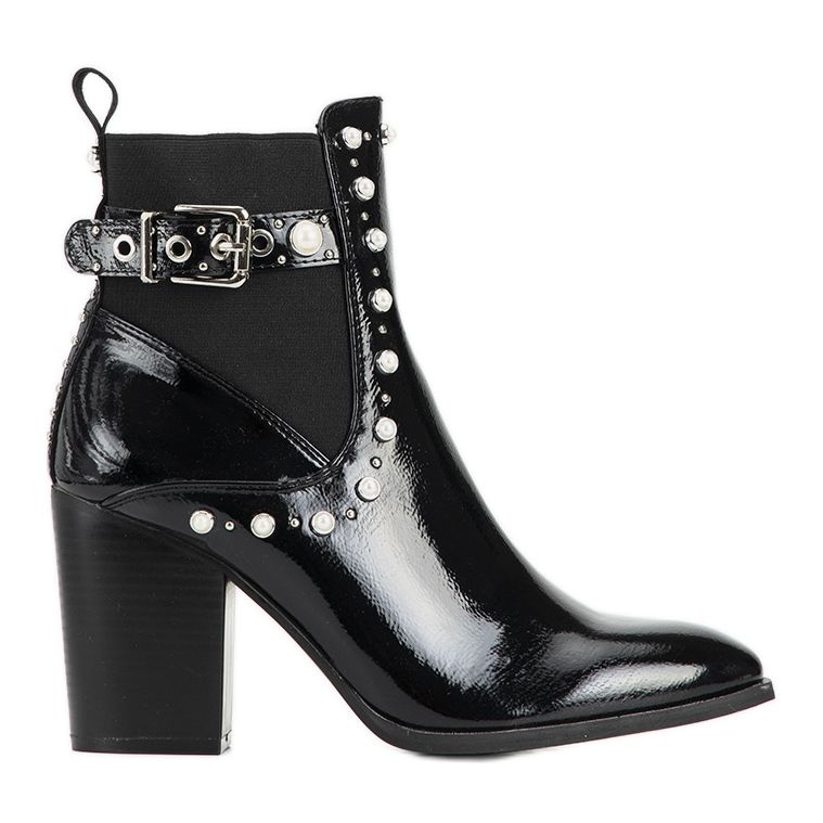 Stivaletti in vernice nera con borchie Bondy nero
