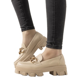 Mocassini beige su suola alta Reyna
