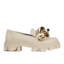 Mocassini beige con catena Larisa spessa
