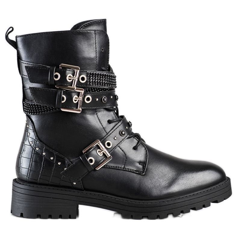 Erynn Operai neri con fibbie decorative nero