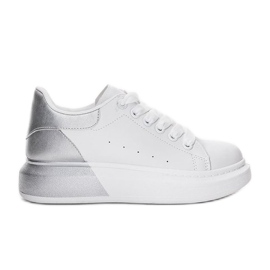 Sneakers bianche con tomaia Run argento bianco
