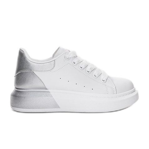 Sneakers bianche con tomaia Run argento bianca