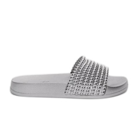 Pantofole argento con perline Jenny in gomma d'argento