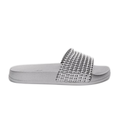 Pantofole argento con perline Jenny in gomma d'argento