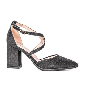 Pumps nere sul post Shine nero argento