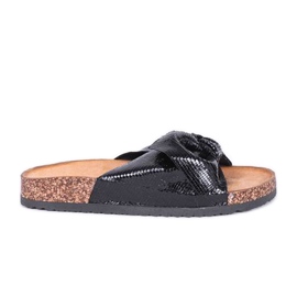 Pantofole Cher nere lucide nero