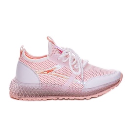 Scarpe da ginnastica bianche con decorazioni Lil bianca rosa