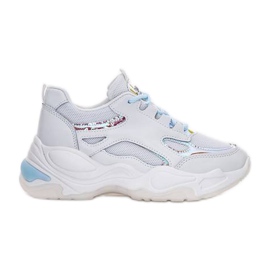 Sneakers bianche con suola spessa di Big Fun bianca blu