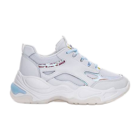 Sneakers bianche con suola spessa di Big Fun bianca blu