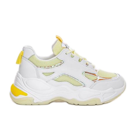 Sneakers bianche con suola spessa di Big Fun bianca giallo