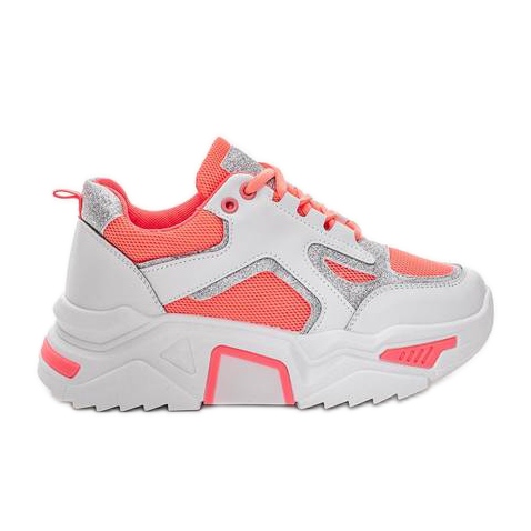 Sneakers rosa neon Bling! Bling! bianca
