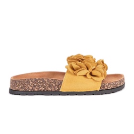 Pantofole senape con fiori di Esperanza giallo