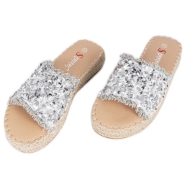 Pantofole con paillettes argento Strawberry Field