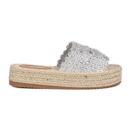 Pantofole argentate sulla piattaforma Sudden Draft d'argento