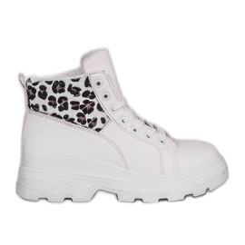 Stivali con stampa leopardata animali in bianco bianca