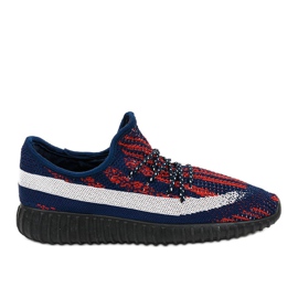 Scarpe sportive blu navy A3737-4 rosso
