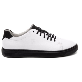 Polbut Scarpe da uomo in pelle 2109 bianche con nero bianca