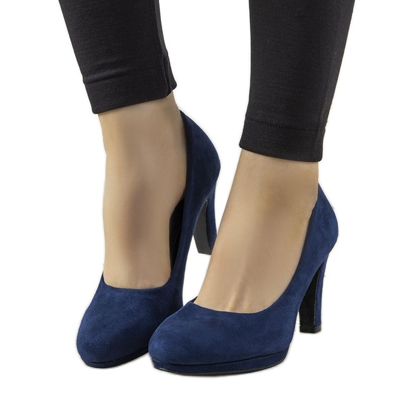 Décolleté blu navy su pilastro in ecopelle Sara