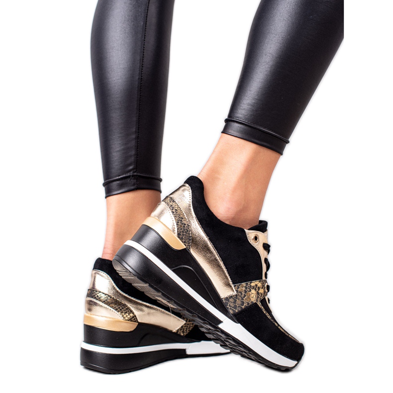 VINCEZA sneakers nere e oro nero d'oro