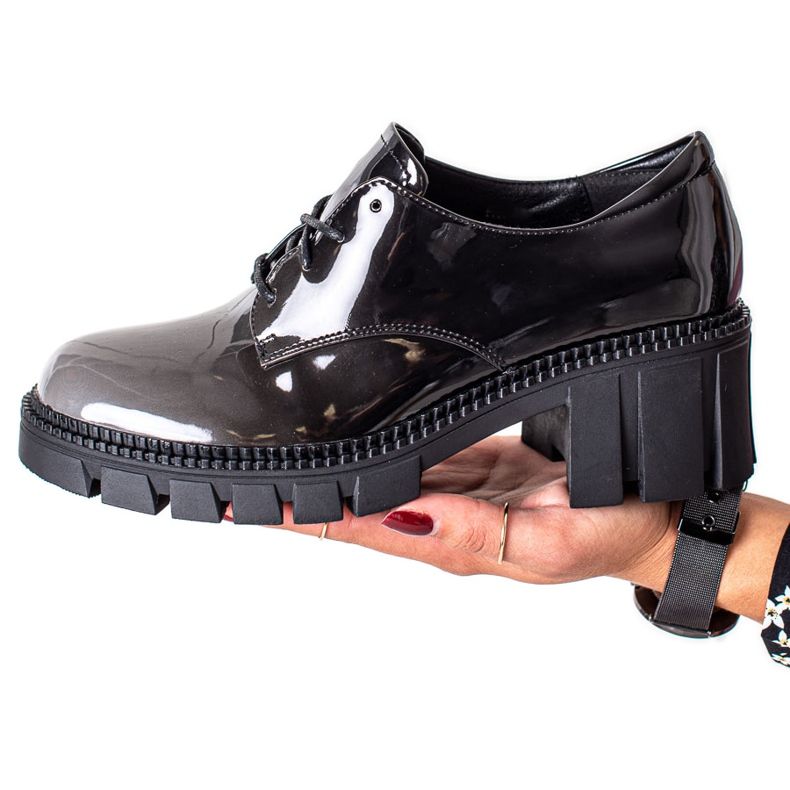 S. BARSKI Scarpe laccate S.BARSKI nero grigio