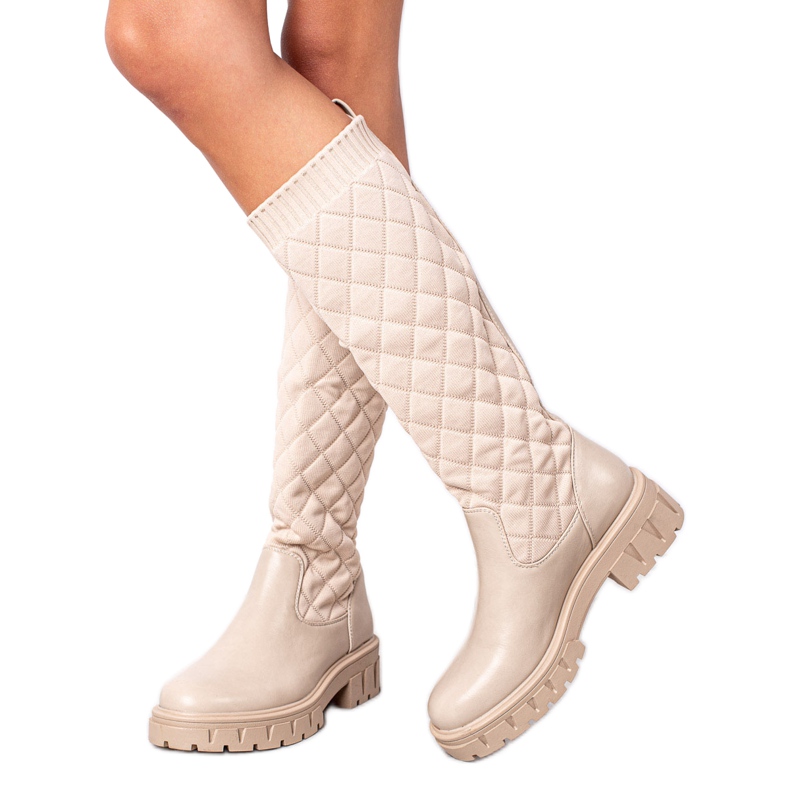 Seastar Stivali con plateau trapuntati beige